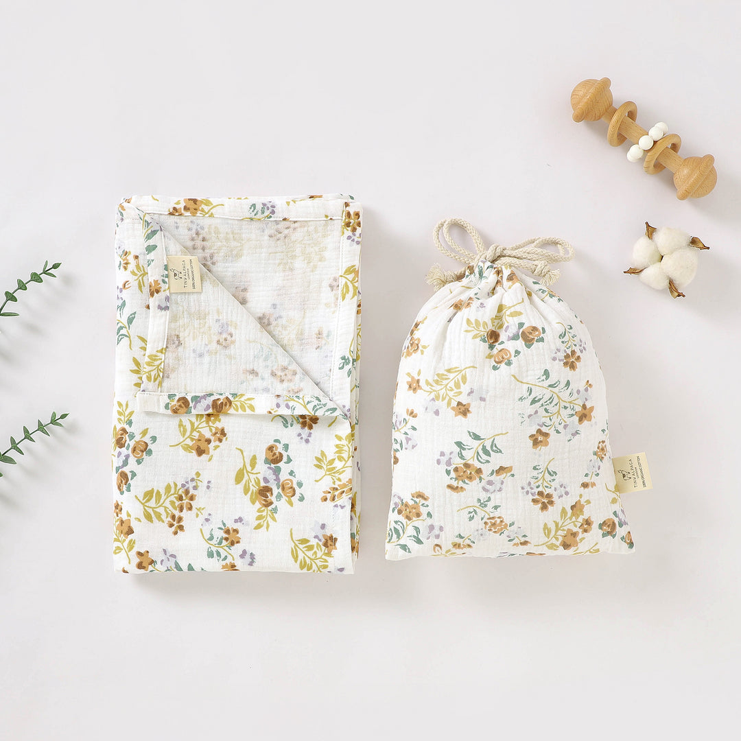 Large Organic Swaddle Baby Blankets With Matching Bag 120x120cm