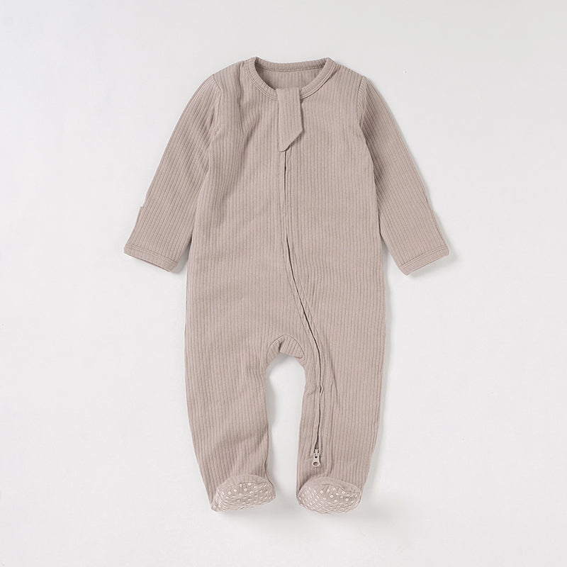 Organic Cotton Ribbed Sleepsuit with Two Way Zipper | 0-24 M
