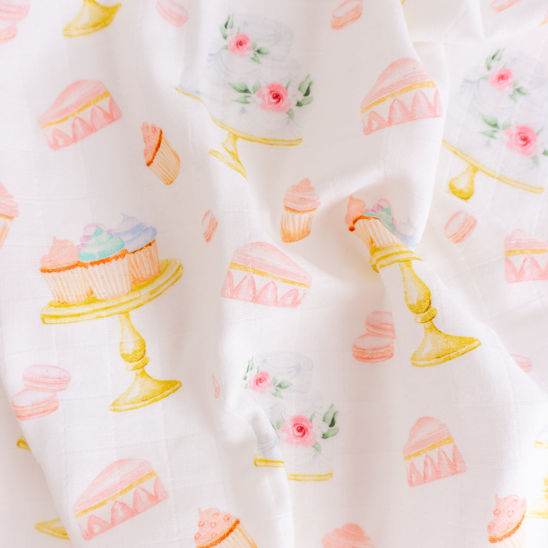 Organic Cotton Muslin Cloths "Cakes and Macaroons" (Set of 5) 60X60CM