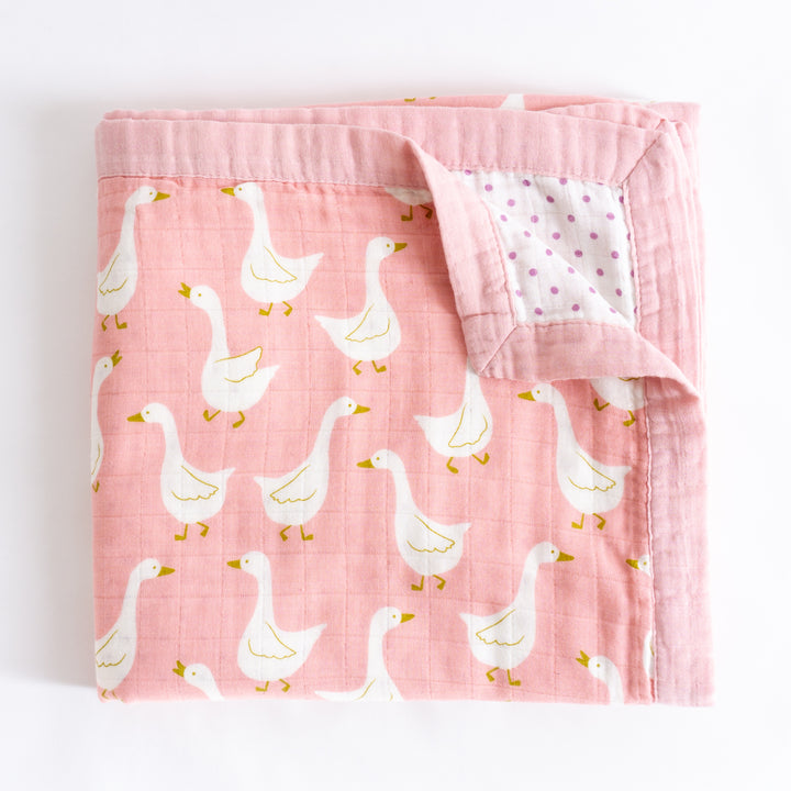 Organic Cotton Muslin Blanket "Swan" 120x120CM