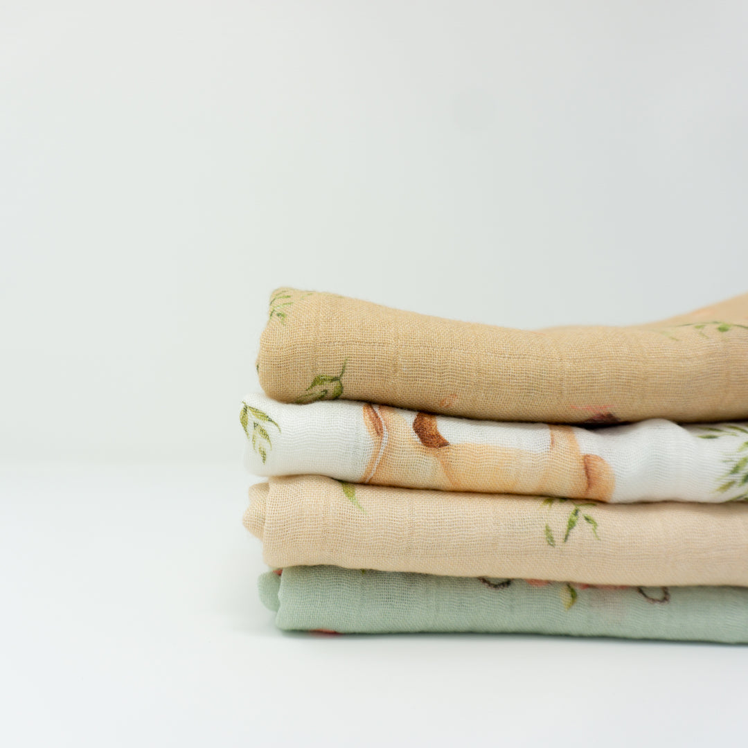 Tiny Farmhouse 4 Pack Muslin Squares 60x60CM - Tiny Alpaca UK