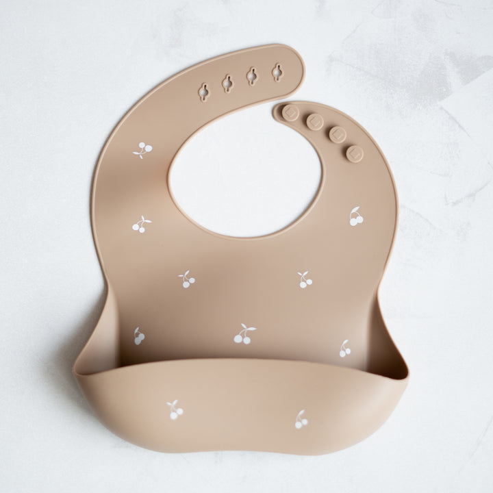 2 Pack Silicone Baby Bib with Collecting Tray| Cherry Collection - Tiny Alpaca UK