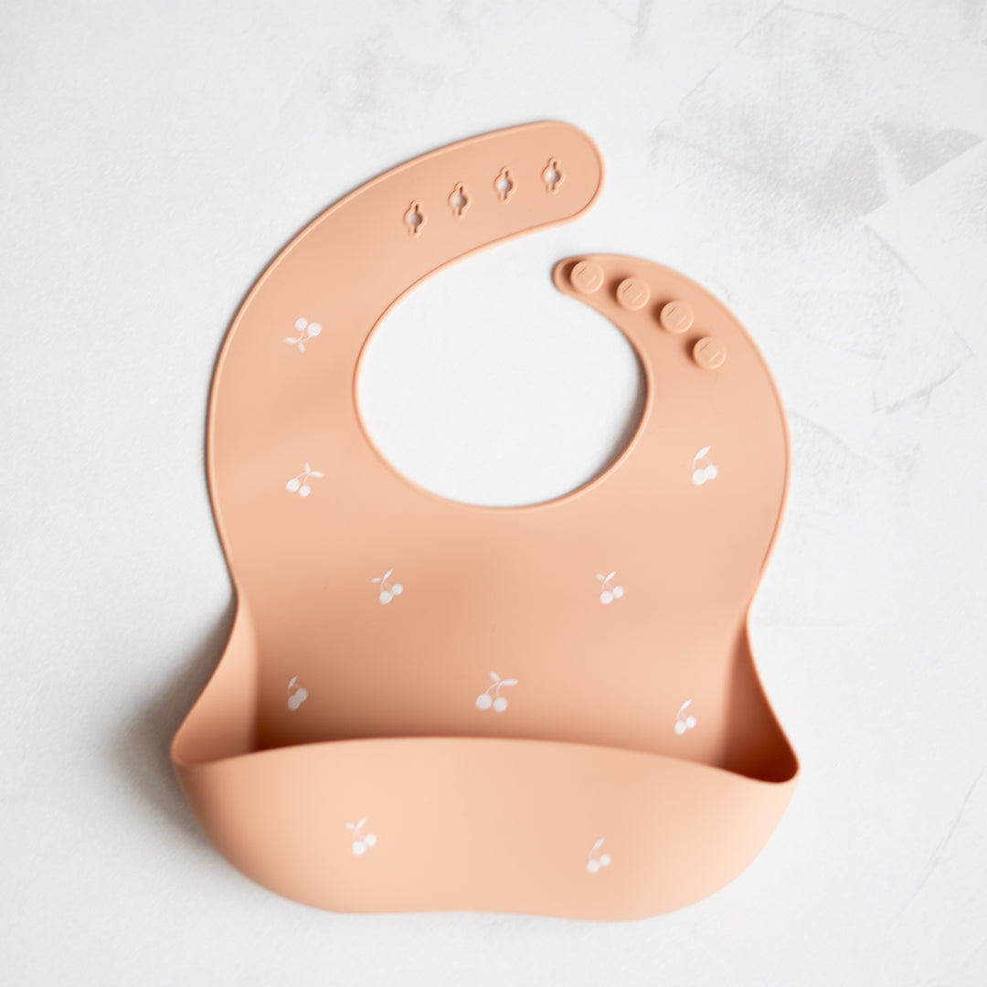 2 Pack Silicone Baby Bib with Collecting Tray| Cherry Collection - Tiny Alpaca UK