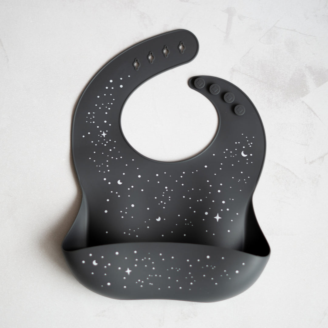 2 Pack Silicone Baby Bib with Collecting Tray | Starry Night - Tiny Alpaca UK