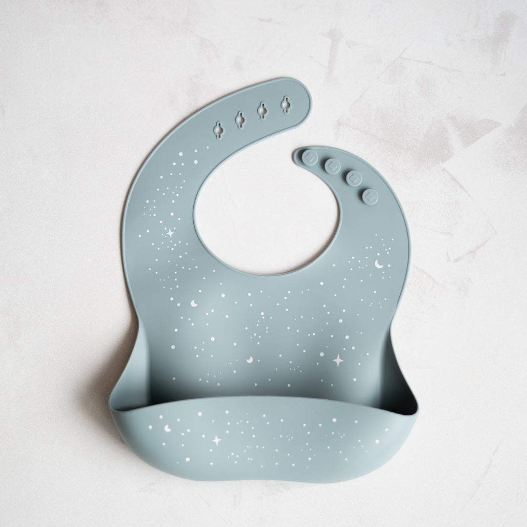 2 Pack Silicone Baby Bib with Collecting Tray | Starry Night - Tiny Alpaca UK