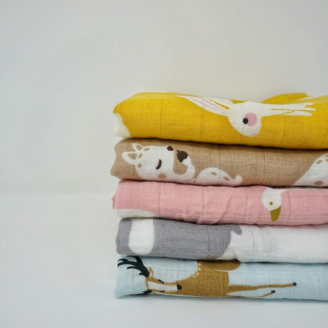 Organic Cotton Muslin Cloths "Rabbit Pack" (Set of 5) 60X60CM